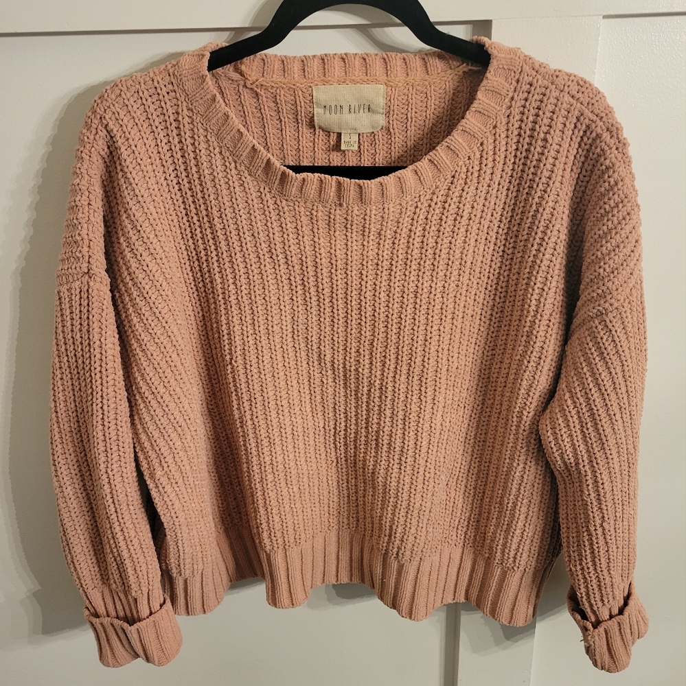Womens sweater, blush pink, small